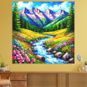 Alpenlandschap met bloeiende wilde bloemen canvas afdruk (Insitu (Woonkamer))