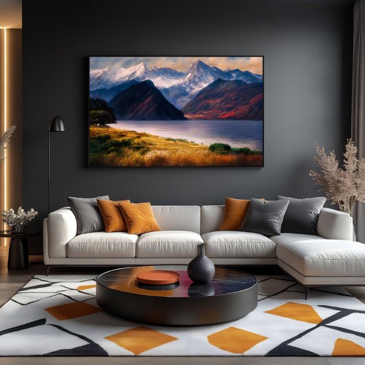 Alpenmeer bij zonsondergang canvas afdruk