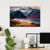 Alpenmeer bij zonsondergang poster (Thuiskantoor)