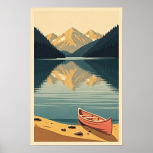 Alpenmeer en Koraal Kano Retro Reisposter Poster