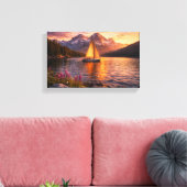 Alpenmeer Zonsondergang Zeilboot Canvas Wandkunst  Afdruk (Insitu (Woonkamer))