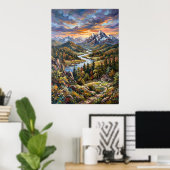 Alpenrivierdal Landschap Poster (Thuiskantoor)