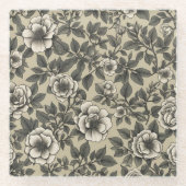 Alpenrose bloemenpatroon  glazen onderzetter (Voorkant)