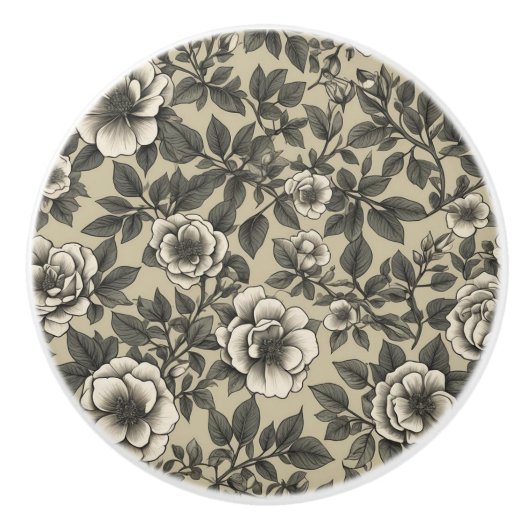 Alpenrose bloemenpatroon  keramische knop (Voorkant)