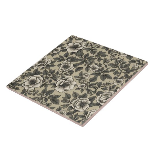 Alpenrose bloemenpatroon  tegeltje (Zijkant)