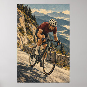 Alpenweg Wielrenner Berg Fiets Sport Muur A Poster