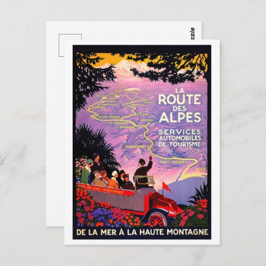 Alpes Route per auto Briefkaart (Voorkant / Achterkant)