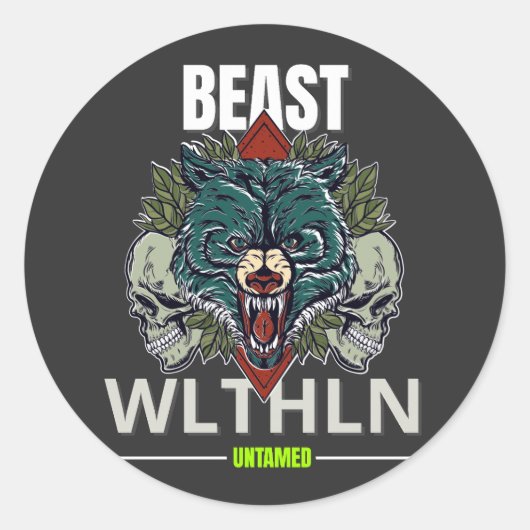 Alpha Beast _ Untamed Wolf Streetwear Fearless  Ronde Sticker (Voorkant)