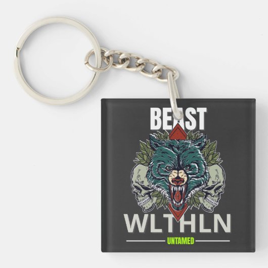 Alpha Beast _ Untamed Wolf Streetwear Fearless  Sleutelhanger (Voorkant)