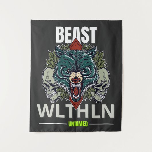 Alpha Beast _ Untamed Wolf Streetwear Fearless  Wandkleed (Voorkant)