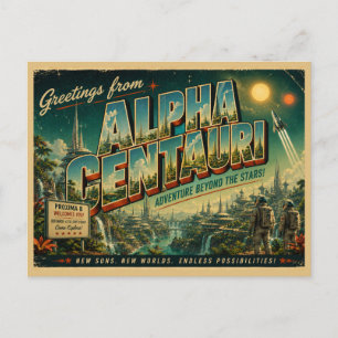 Alpha Centauri Retro Sci-Fi Ansichtkaart Briefkaart