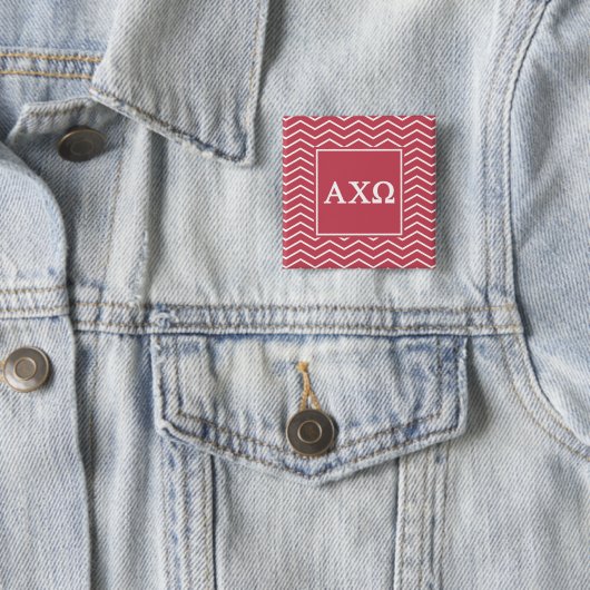 Alpha Chi Omega | Chevron Patroon Vierkante Button 5,1 Cm (In situ)