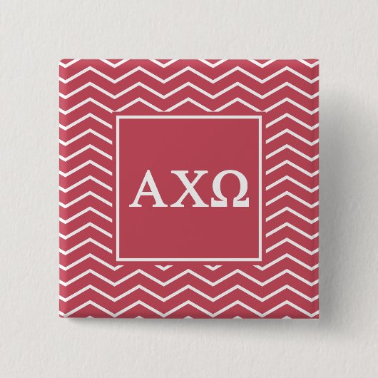 Alpha Chi Omega | Chevron Patroon Vierkante Button 5,1 Cm (Voorkant)