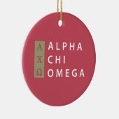 Alpha Chi Omega | Gestapeld Logo Keramisch Ornament (Rechts)