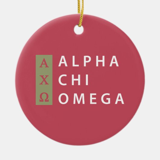 Alpha Chi Omega | Gestapeld Logo Keramisch Ornament (Voorkant)