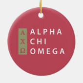 Alpha Chi Omega | Gestapeld Logo Keramisch Ornament (Achterkant)