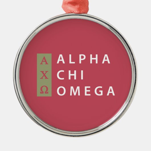 Alpha Chi Omega | Gestapeld Logo Metalen Ornament (Voorkant)