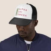 Alpha Chi Omega | Gestapeld Logo Trucker Pet (In situ)