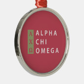 Alpha Chi Omega | Gestapelde Logo Metalen Ornament (Rechts)