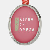 Alpha Chi Omega | Gestapelde Logo Metalen Ornament (Links)