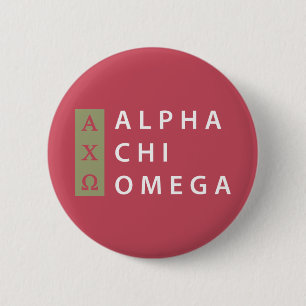 Alpha Chi Omega   Gestapelde Logo Ronde Button 5,7 Cm