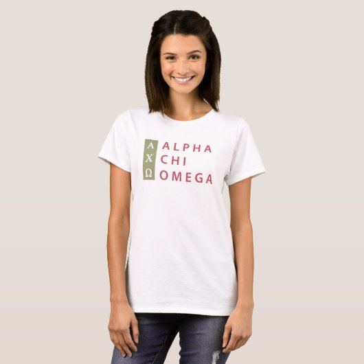 Alpha Chi Omega | Gestapelde Logo T-shirt (Voorkant volledig)