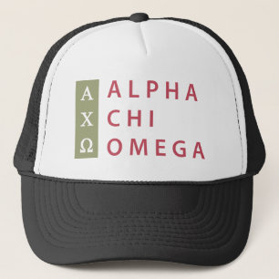 Alpha Chi Omega   Gestapelde Logo Trucker Pet