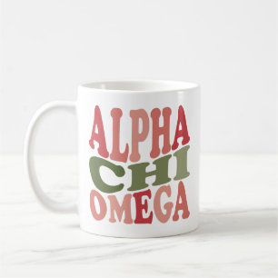 Alpha Chi Omega Groovy Retro Gestapelde Grafiek Koffiemok