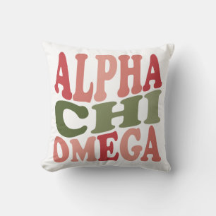 Alpha Chi Omega Groovy Retro Gestapelde Grafiek Kussen