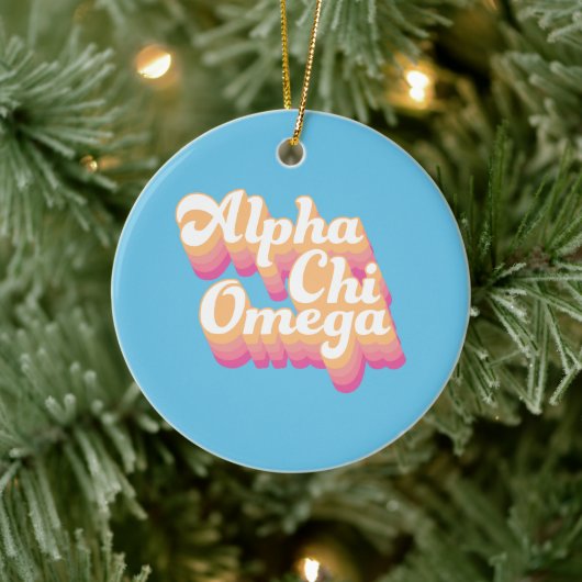 Alpha Chi Omega | Groovy Script Keramisch Ornament (Boom)