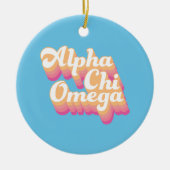 Alpha Chi Omega | Groovy Script Keramisch Ornament (Voorkant)