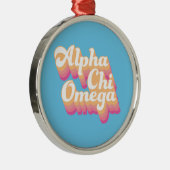 Alpha Chi Omega | Groovy Script Metalen Ornament (Rechts)
