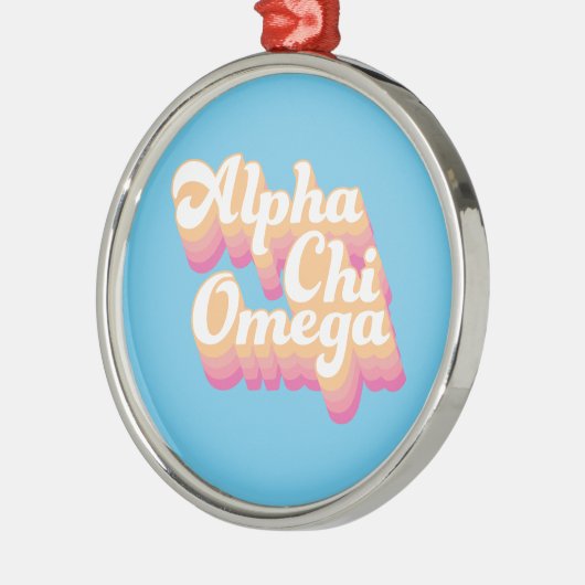 Alpha Chi Omega | Groovy Script Metalen Ornament (Links)