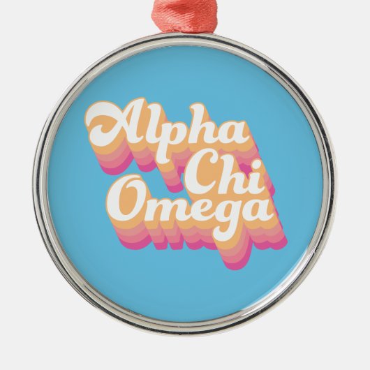 Alpha Chi Omega | Groovy Script Metalen Ornament (Voorkant)