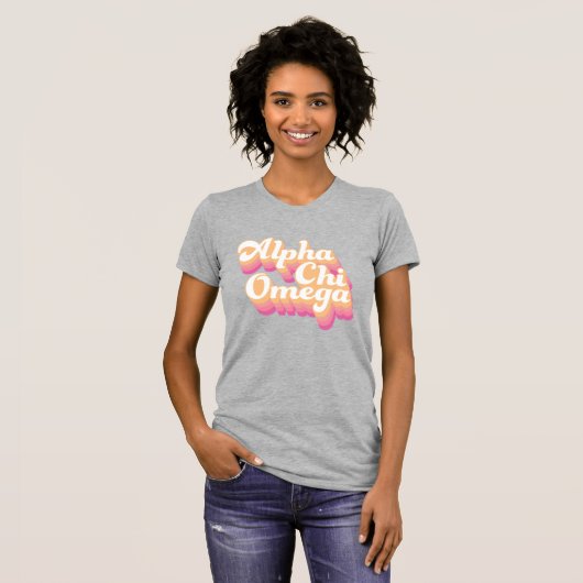 Alpha Chi Omega | Groovy Script T-shirt (Voorkant volledig)