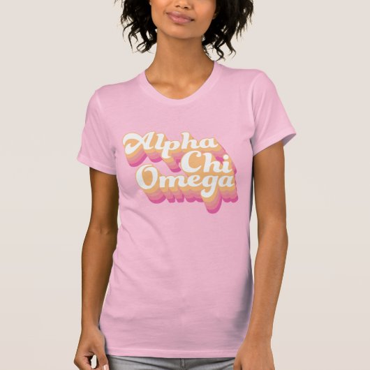Alpha Chi Omega | Groovy Script T-shirt (Voorkant)