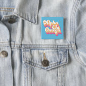 Alpha Chi Omega | Groovy Script Vierkante Button 5,1 Cm (In situ)