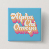 Alpha Chi Omega | Groovy Script Vierkante Button 5,1 Cm (Voorkant)