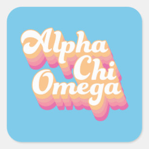 Alpha Chi Omega   Groovy Script Vierkante Sticker