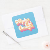 Alpha Chi Omega | Groovy Script Vierkante Sticker (Envelop)