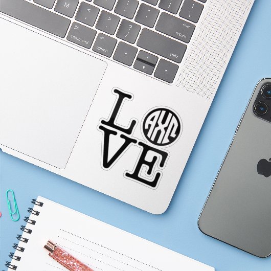 Alpha Chi Omega | Liefde Sticker (Laptop met iPhone)