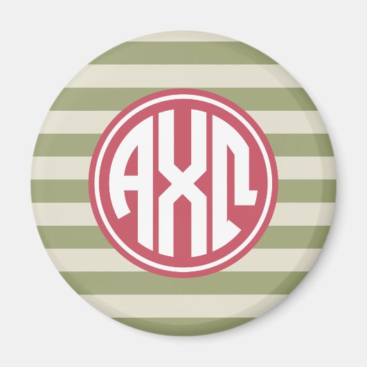 Alpha Chi Omega | Monogram Streeppatroon Magneet (Voorkant)