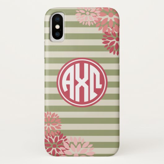 Alpha Chi Omega | Monogram Stripe Patroon Case-Mate iPhone Case (Achterkant)