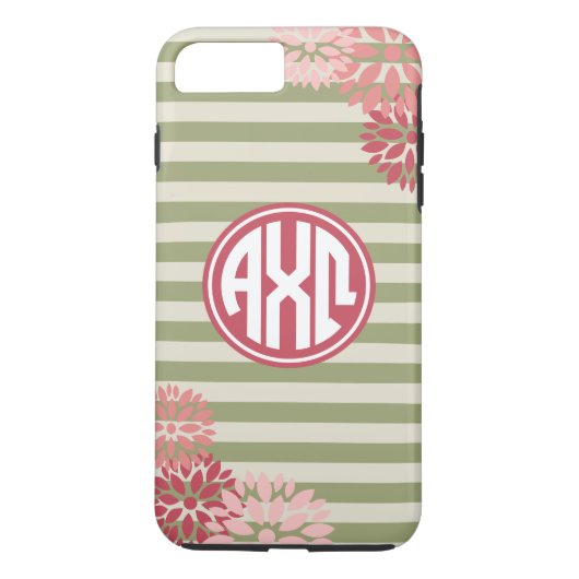 Alpha Chi Omega | Monogram Stripe Patroon Case-Mate iPhone Case (Achterkant)