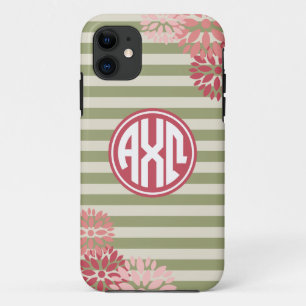 Alpha Chi Omega Monogram Stripe Patroon Case-Mate iPhone Case