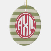 Alpha Chi Omega | Monogram Stripe Patroon Keramisch Ornament (Rechts)