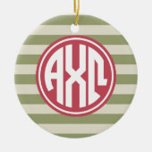Alpha Chi Omega | Monogram Stripe Patroon Keramisch Ornament (Voorkant)