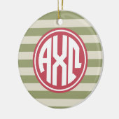 Alpha Chi Omega | Monogram Stripe Patroon Keramisch Ornament (Links)