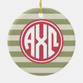 Alpha Chi Omega | Monogram Stripe Patroon Keramisch Ornament (Achterkant)