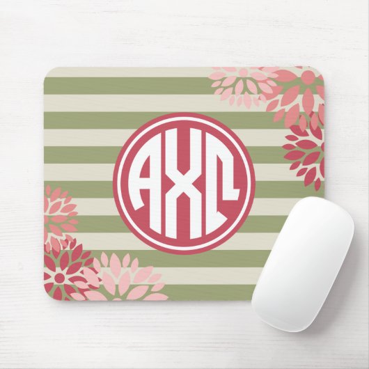 Alpha Chi Omega | Monogram Stripe Patroon Muismat (Met muis)